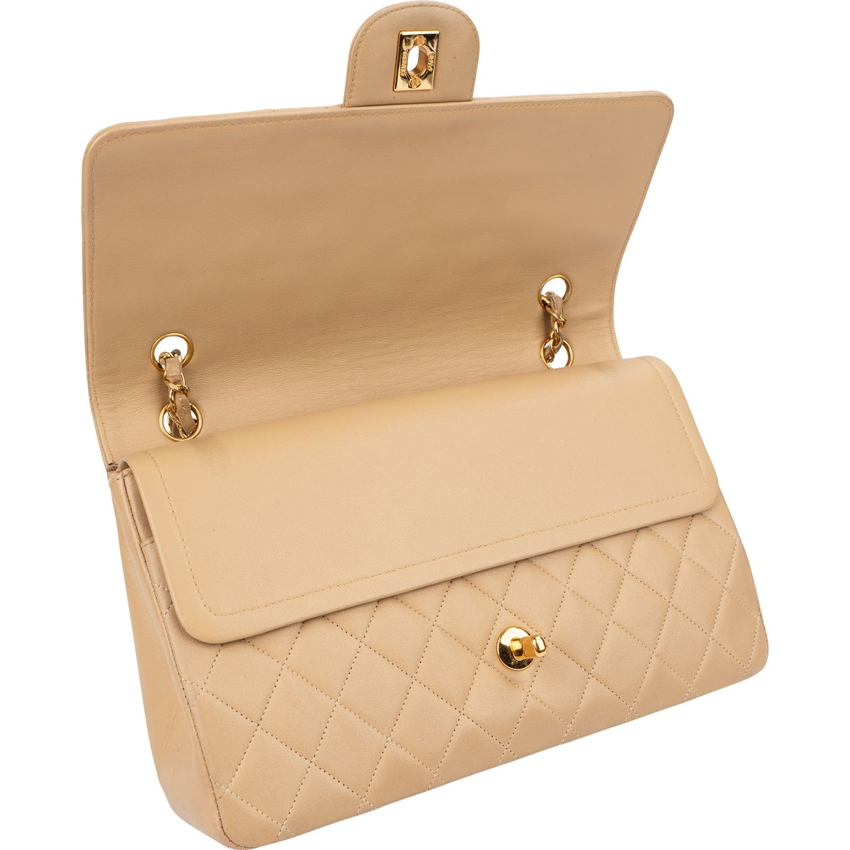 Chanel Quilted Lambskin 24K Gold Double Flap Shoulder Bag