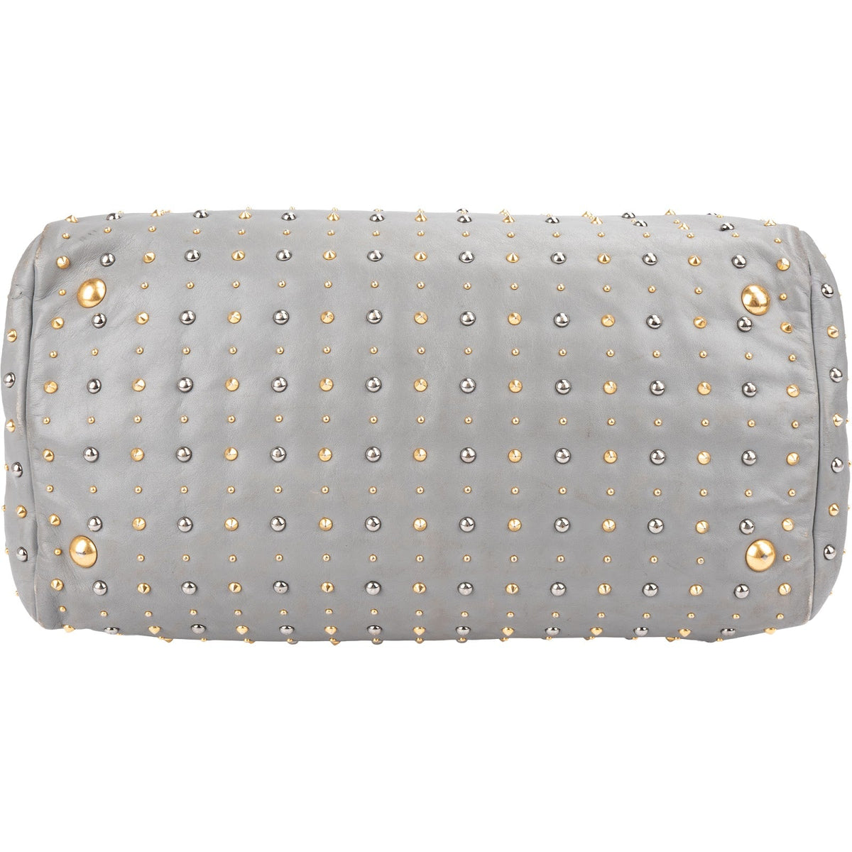 Sac cabas Miu Miu Studded en cuir gris