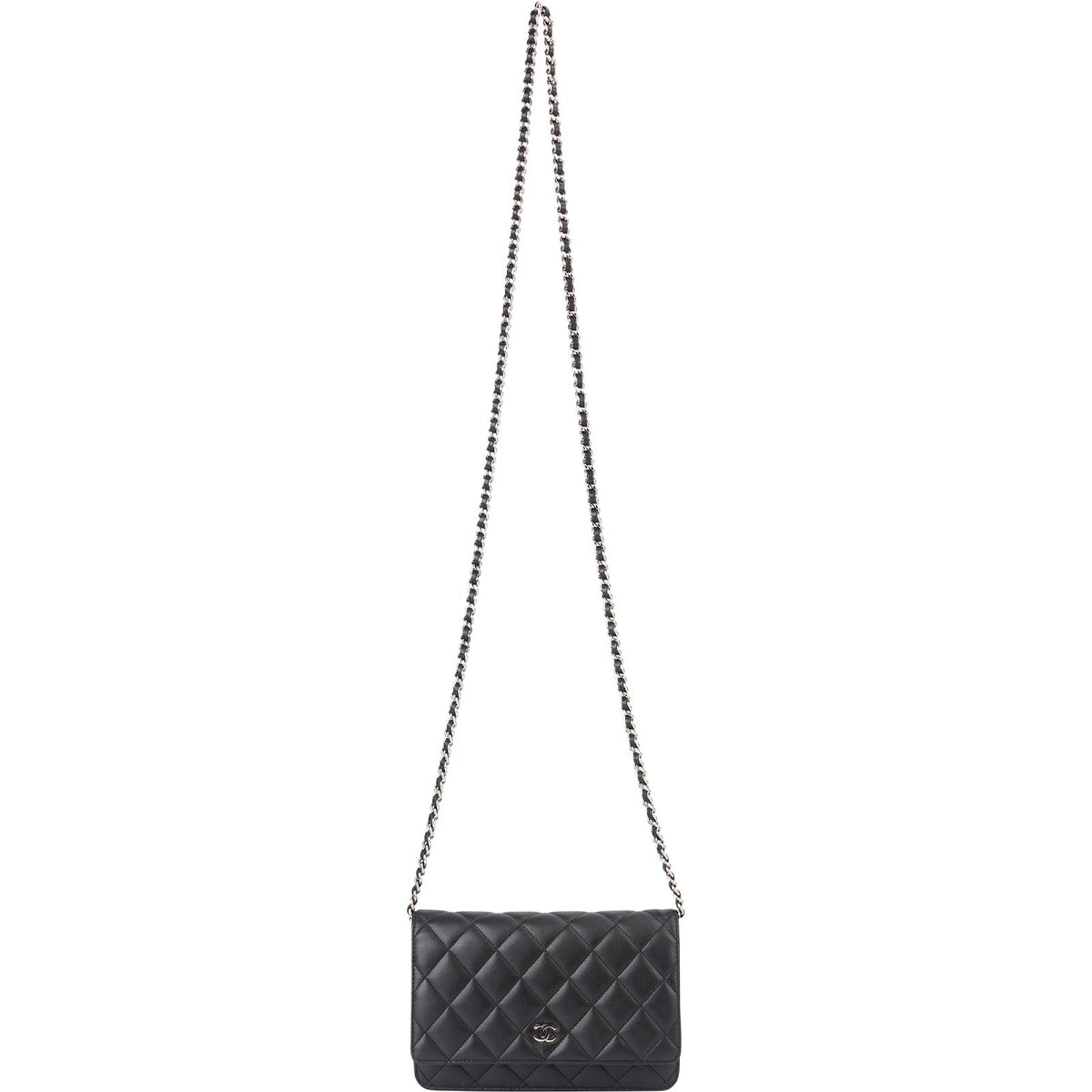 Chanel Quilted Lambskin Palladium Wallet On Chain Crossbody Bag