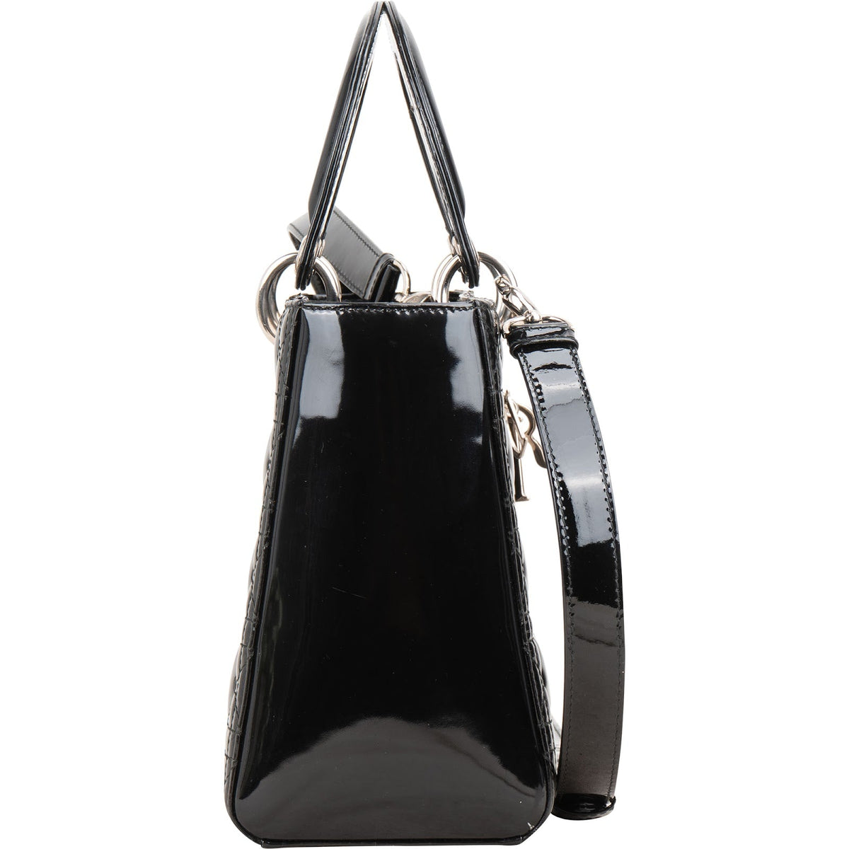 Cristian Dior Quilted Patent Cannage Lady Dior Handbag