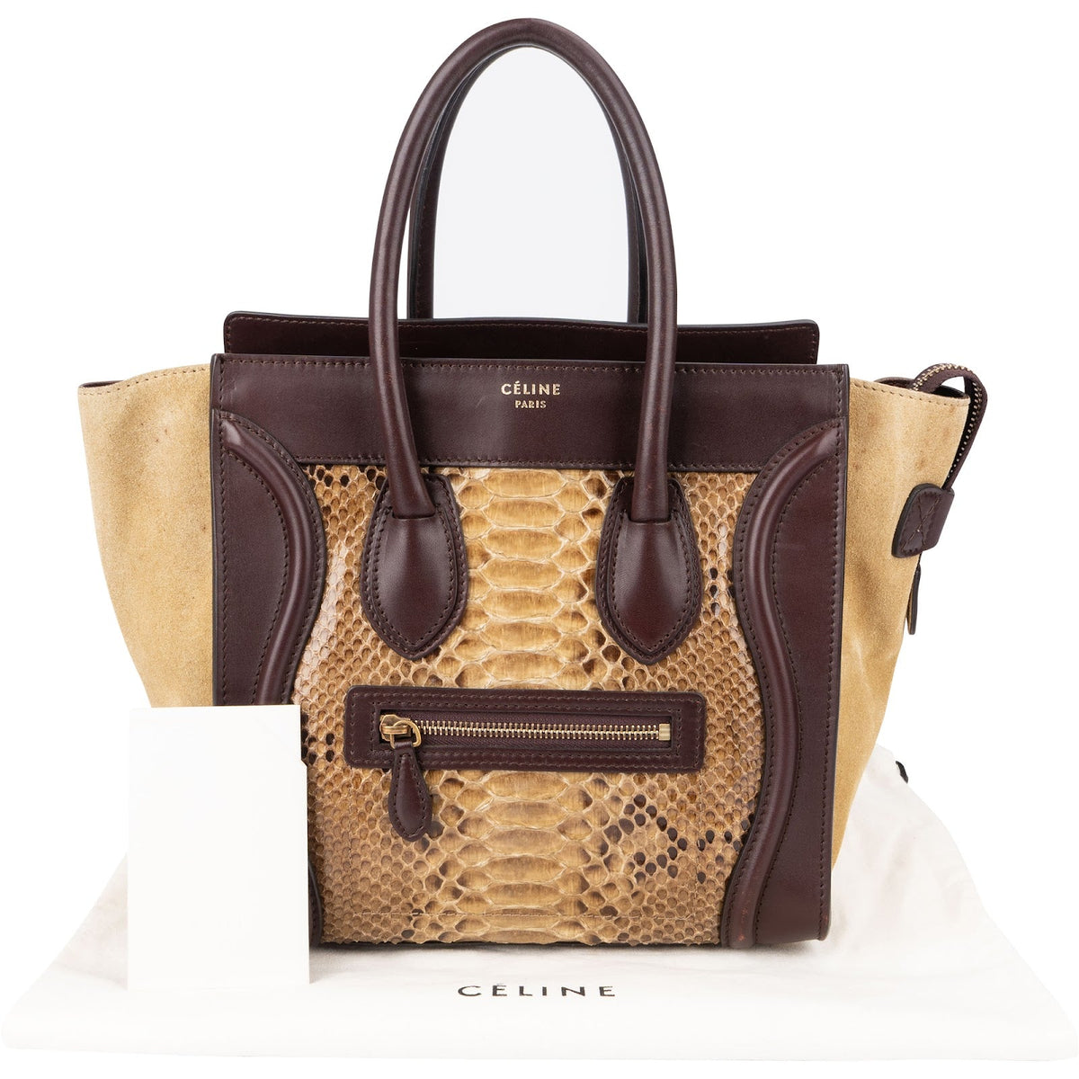Borsa tote Luggage Céline in pelle di pitone tricolore