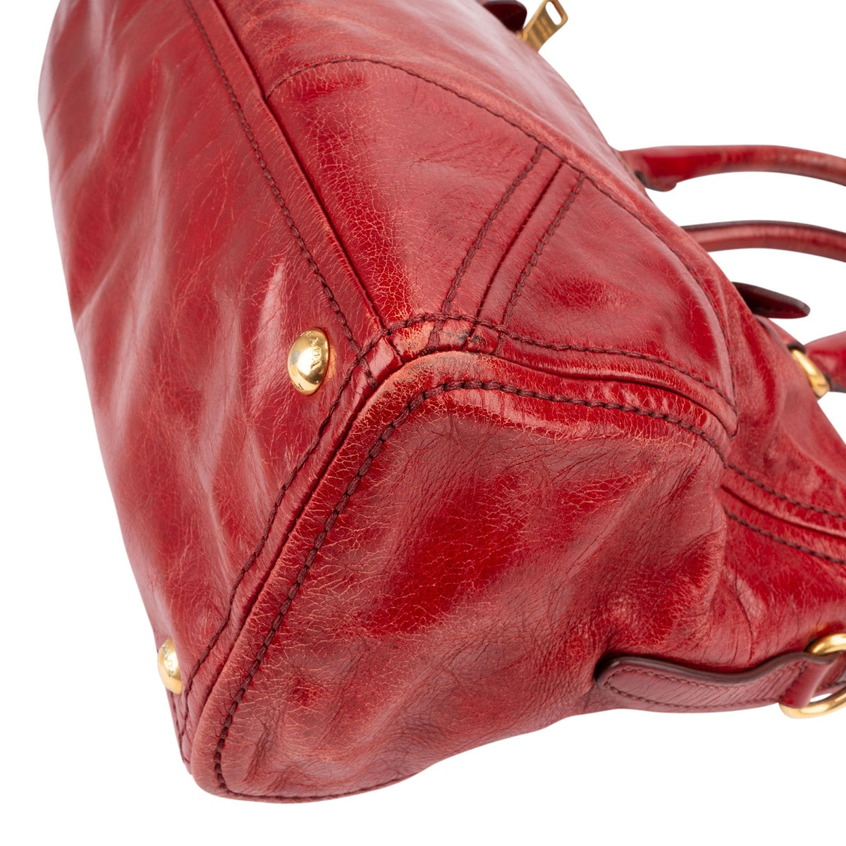 Borsa a mano Prada Bauletto in pelle Vitello Lux rossa