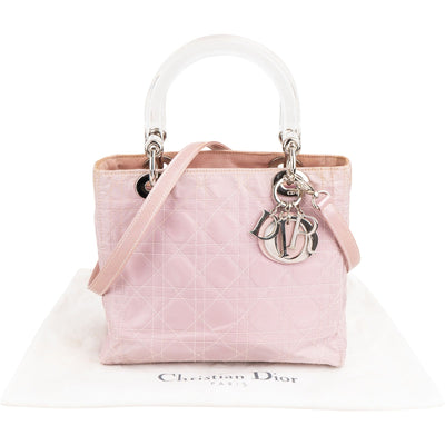 Christian Dior Nylon Cannage Transparent Lady Dior Handbag