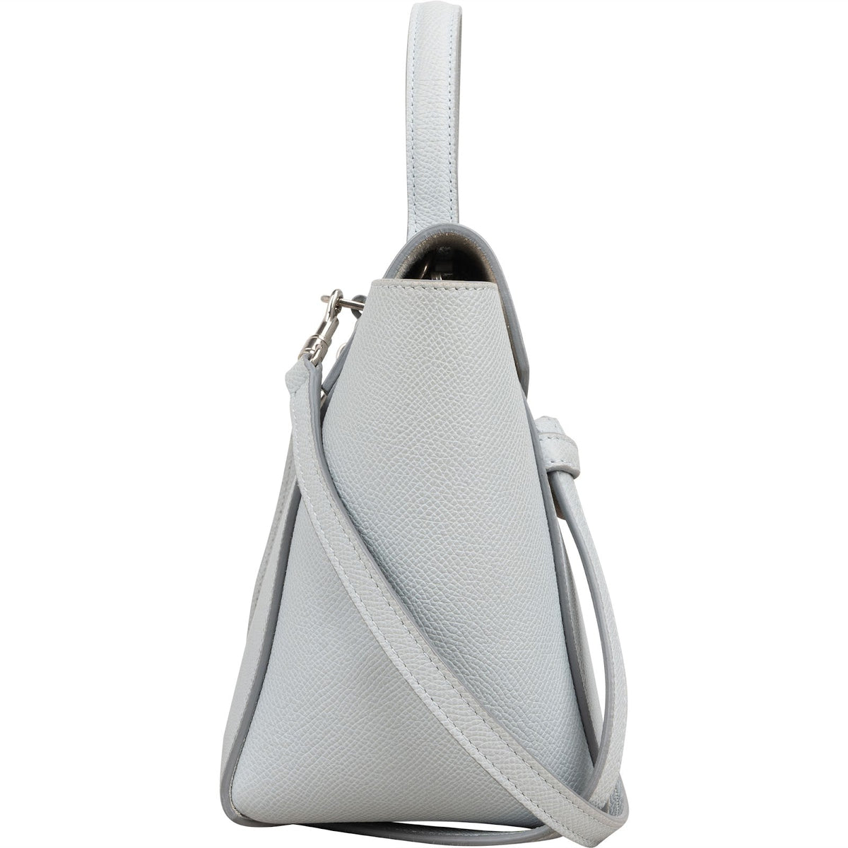 Borsa a mano Céline Nano Belt in pelle di vitello martellata azzurra