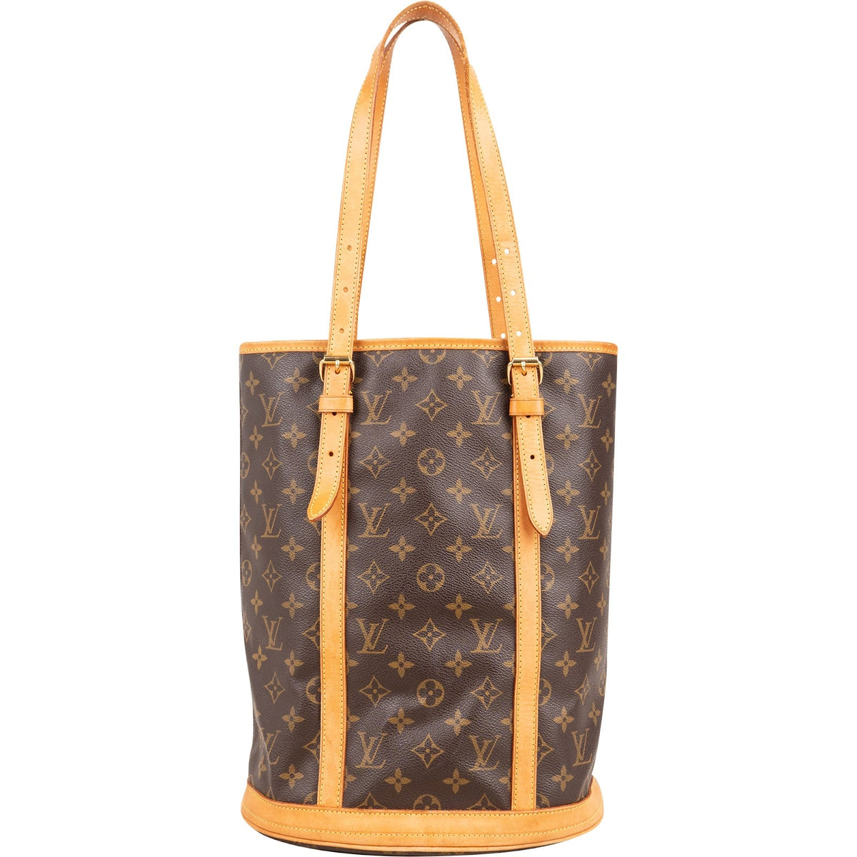 Louis Vuitton Monogram Canvas Bucket GM aus Canvas und Vachetta-Leder – Vorderansicht
