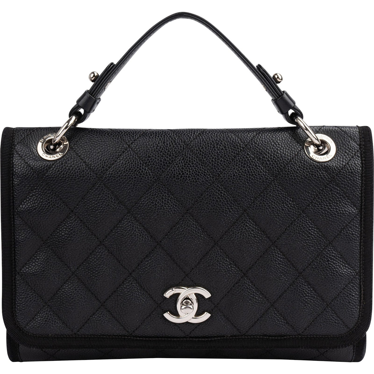 Chanel CC Business Affinity Small Single Flap aus Caviar-Leder – Vorderansicht