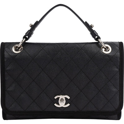 Borsa a mano Chanel CC Business Affinity Small Single Flap in pelle caviale