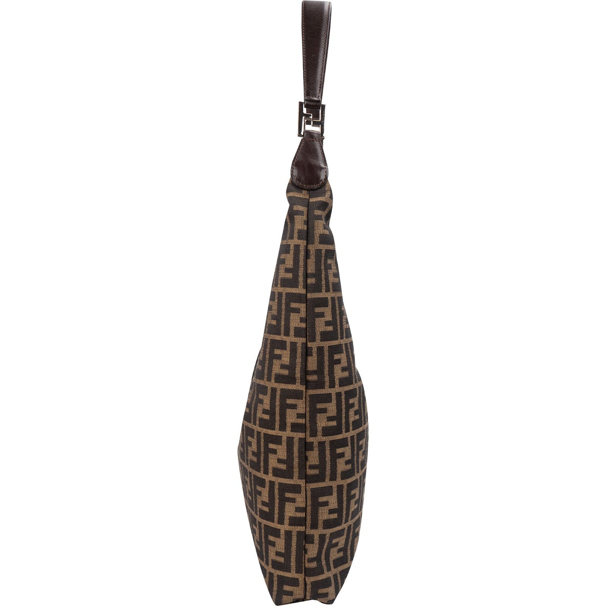Fendi Monogram FF Zucca Canvas Diagonal Triangle Zip Large Shoulder Bag