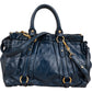 Miu Miu Navy Vitello Lux Leather Satchel Handbag
