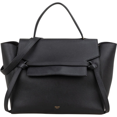 Céline Black Grained Calfskin Belt Handbag