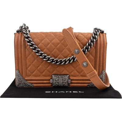 Chanel Quilted Calfskin Métiers-d’Art Dallas Engraved Hardware Boy Medium Crossbody Bag