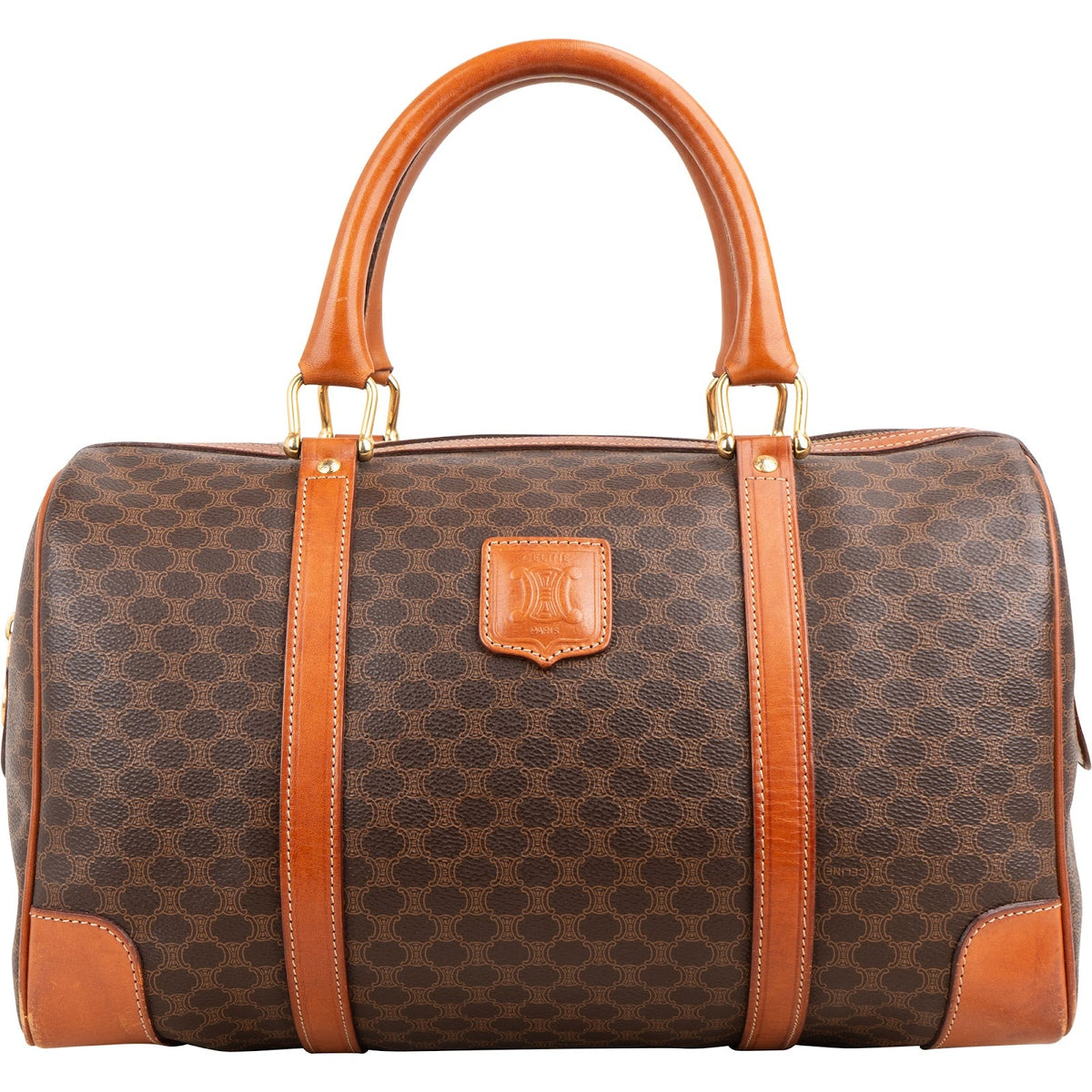 Celine Monogram Macadam Boston 35 aus Canvas und Leder – Vorderansicht