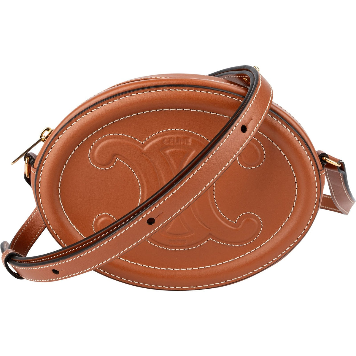 Celine CC Oval Cuir Triomphe mini crossbodytas van kalfsleer