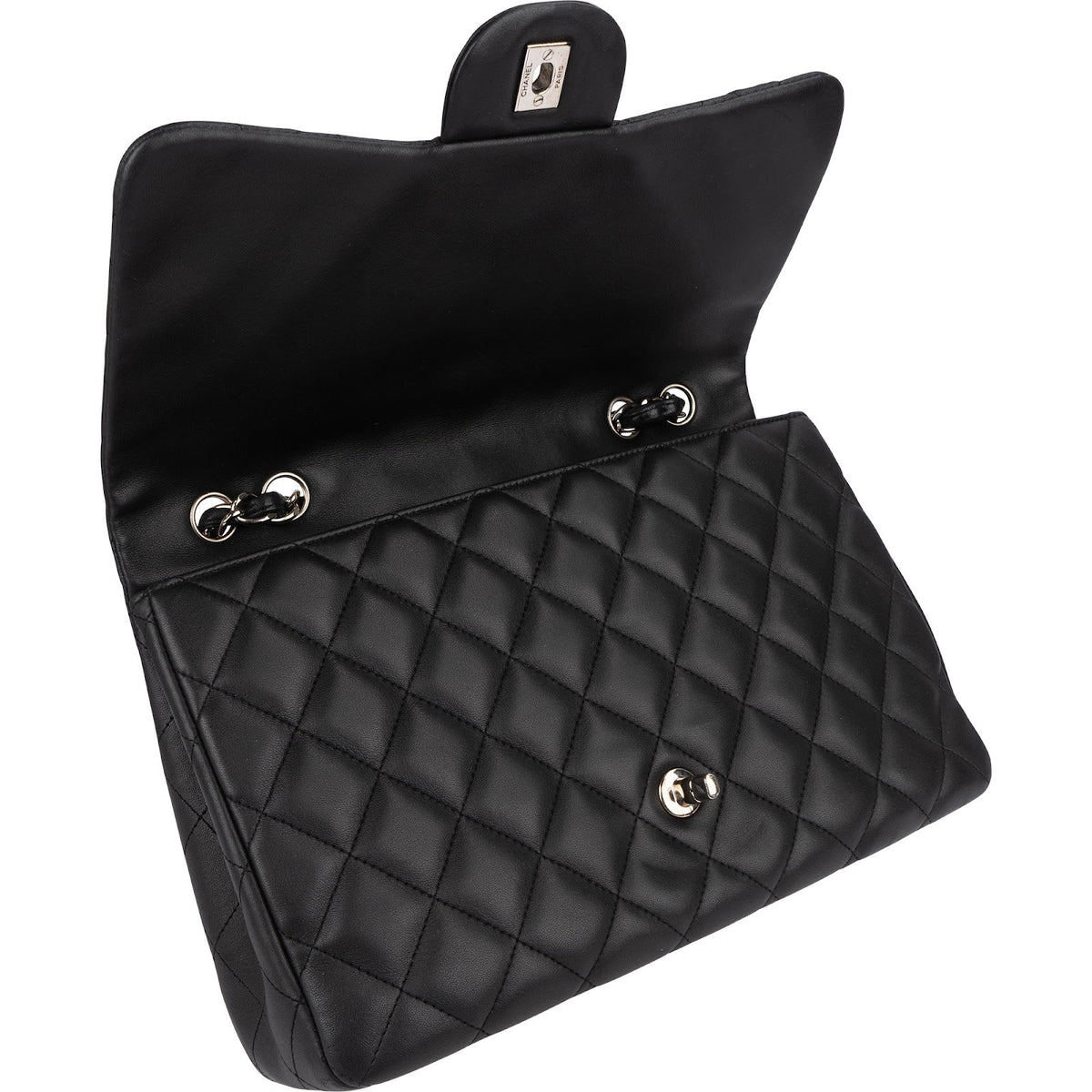Sac bandoulière Chanel Jumbo à rabat simple en cuir d'agneau matelassé