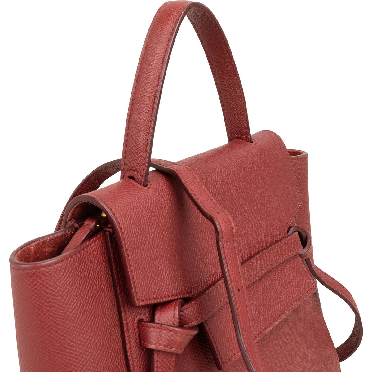 Borsa a mano Nano Belt in pelle di vitello granata rossa Céline