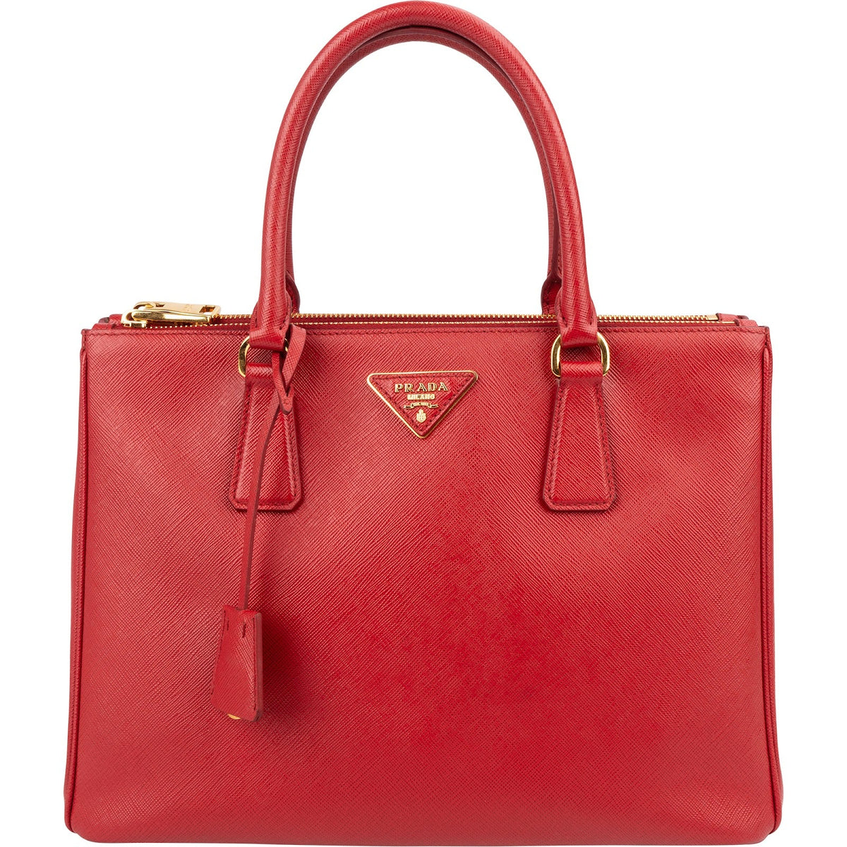 Prada Galleria aus rotem Saffiano-Leder – Vorderansicht
