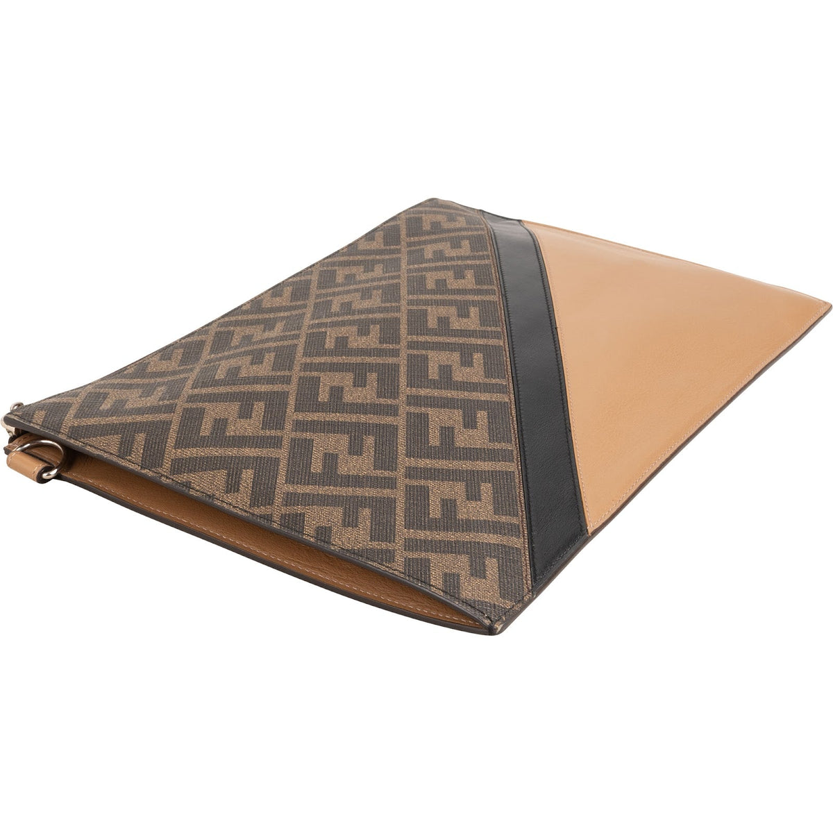 Fendi FF Canvas & Bicolor Kalbsleder Flat Pouch Clutch, Bild 4 von 7