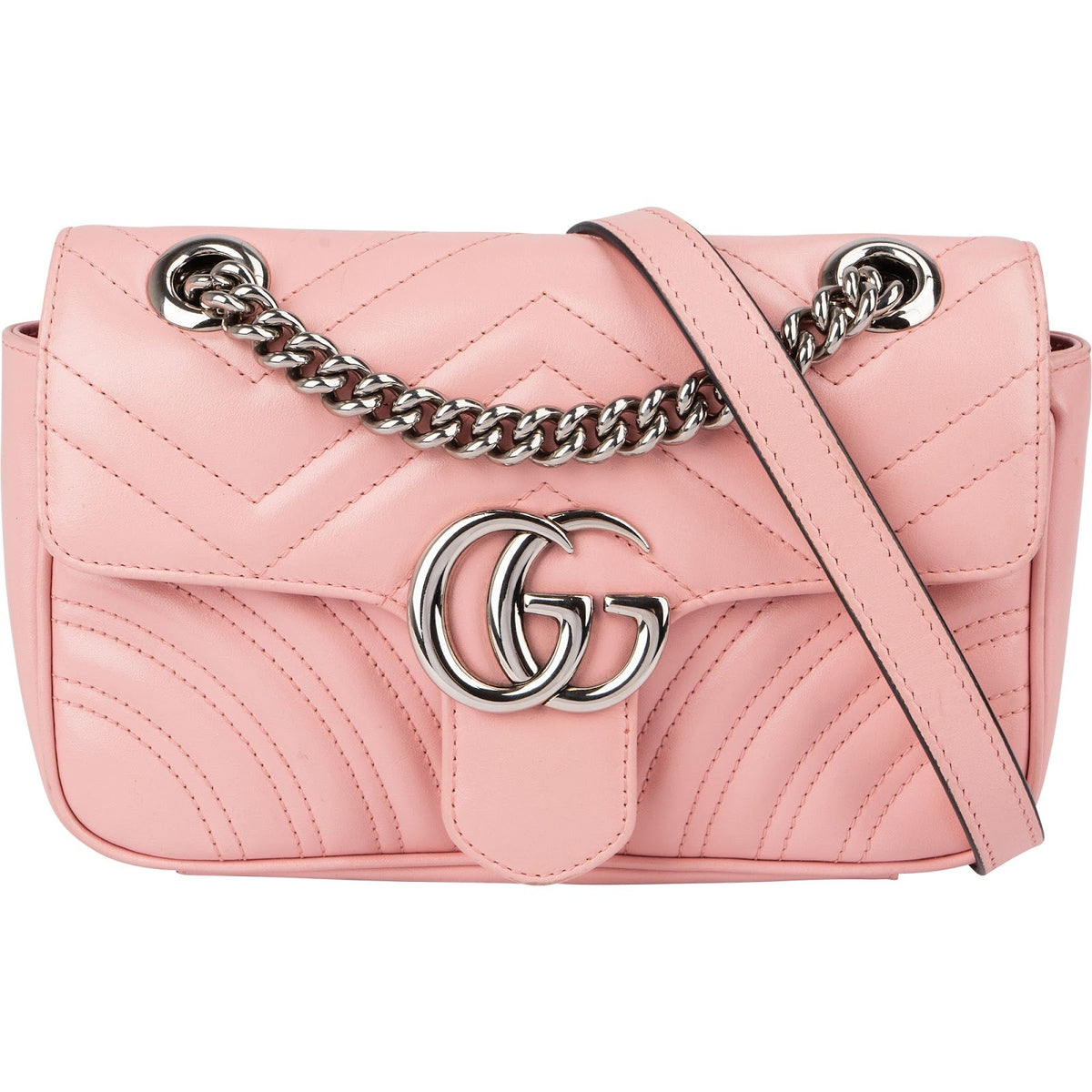 Gucci kleine schoudertas van roze matelassé-leer GG Marmont