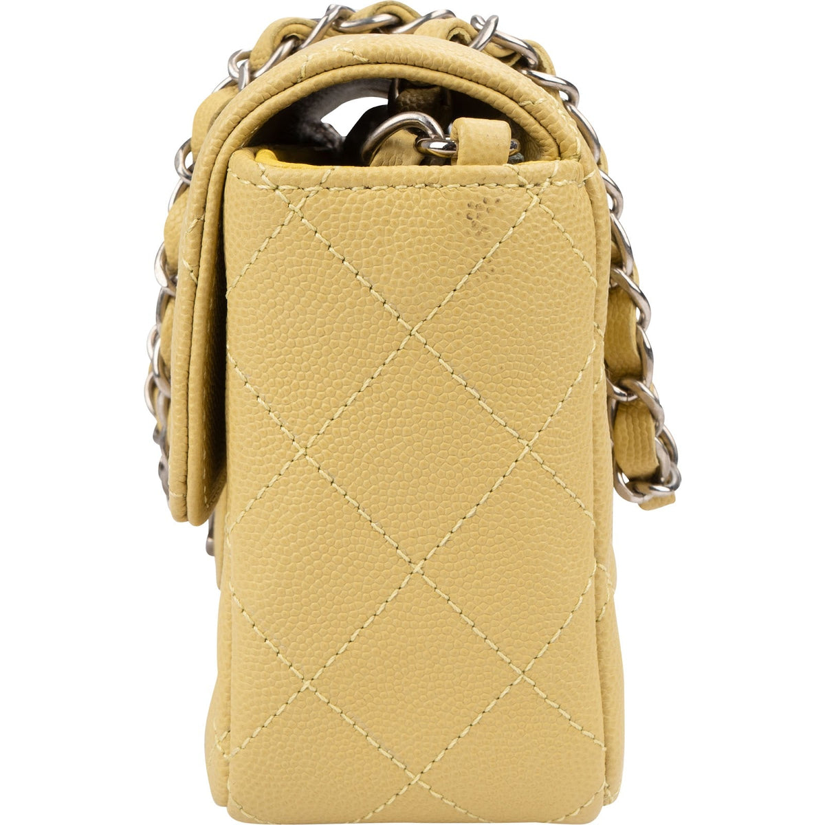 Chanel gewatteerde Caviar lederen Palladium Mini Rectangular Single Flap crossbody tas