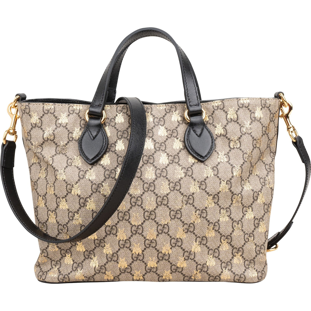 Petit sac à main cabas Gucci en toile GG Supreme à imprimé abeille