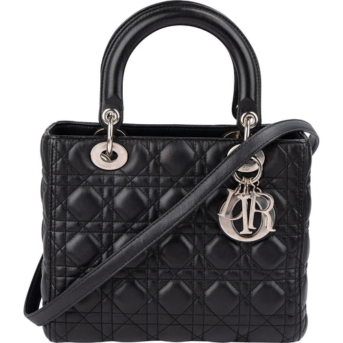 Christian Dior Black Quilted Lambskin Lady Dior Handbag