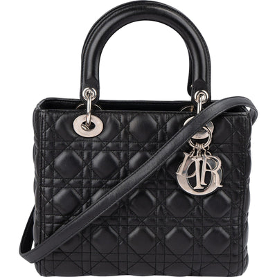Christian Dior Black Quilted Lambskin Lady Dior Handbag
