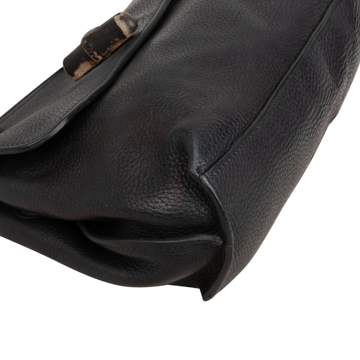 Gucci Bamboo aus schwarzem genarbtem Leder – Ansicht 7