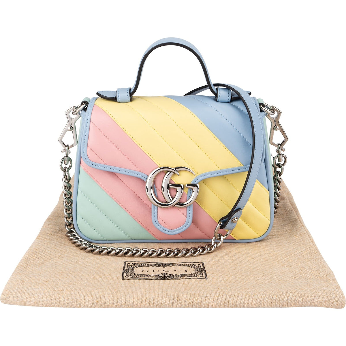 Gucci Multicolor Matelassé Leren GG Marmont Mini Handtas met Schouderriem