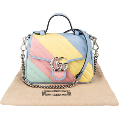 Gucci Multicolor Matelassé Leather GG Marmont Mini Top Handle Crossbody Bag