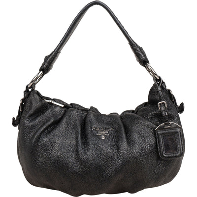 Borsa a spalla Hobo Prada in Vitello Daino arricciato