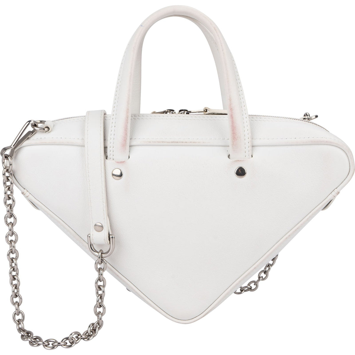 Balenciaga Triangle Duffle S aus weißem Leder – Ansicht 4