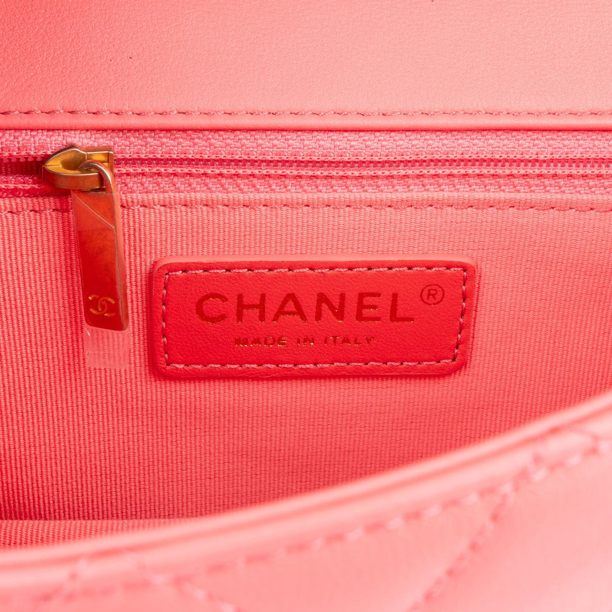 Chanel roze lederen gewatteerde lamsleren Top Handle Single Flap handtas