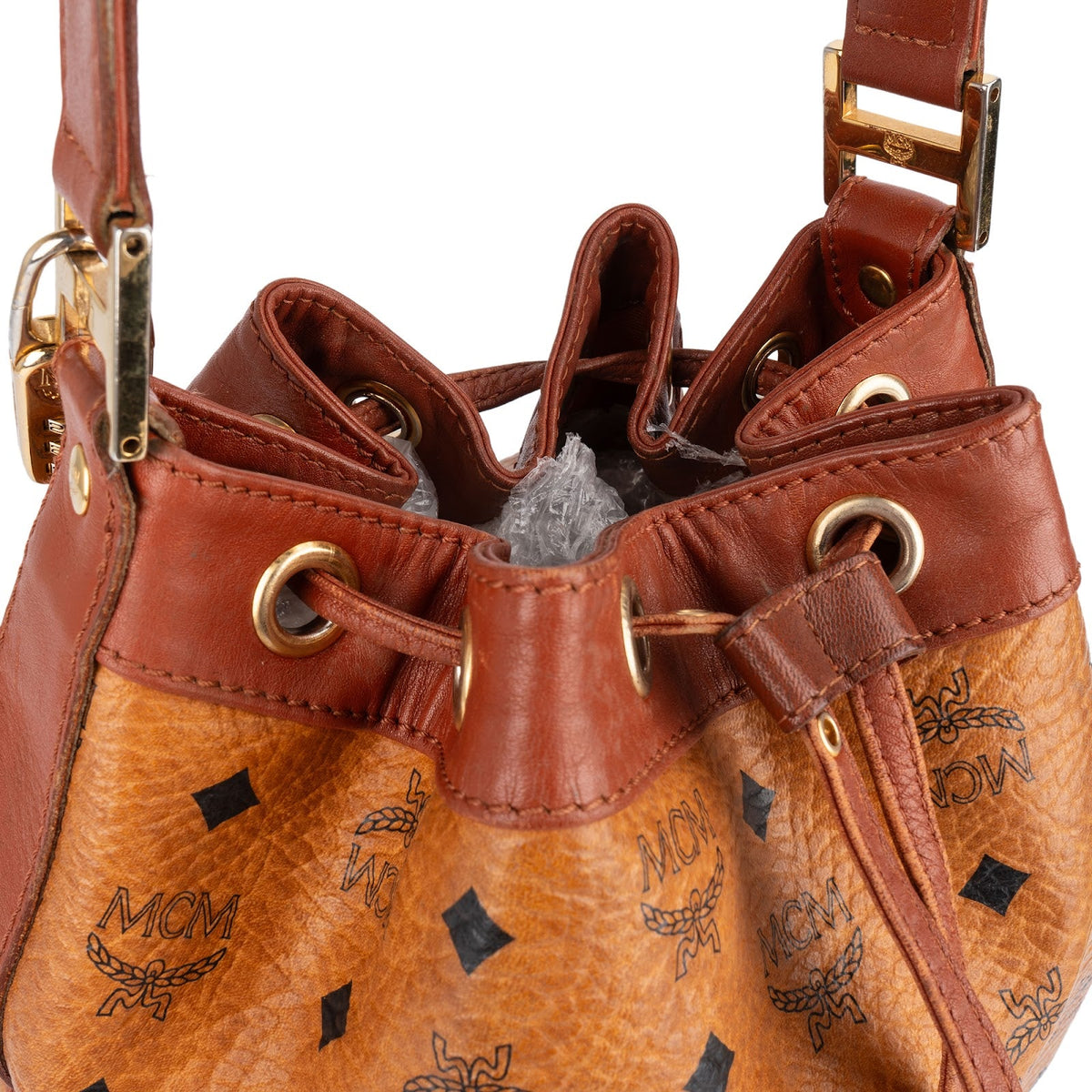 MCM Monogram Visetos Drawstring Bucket Umhängetasche, Bild 9 von 10