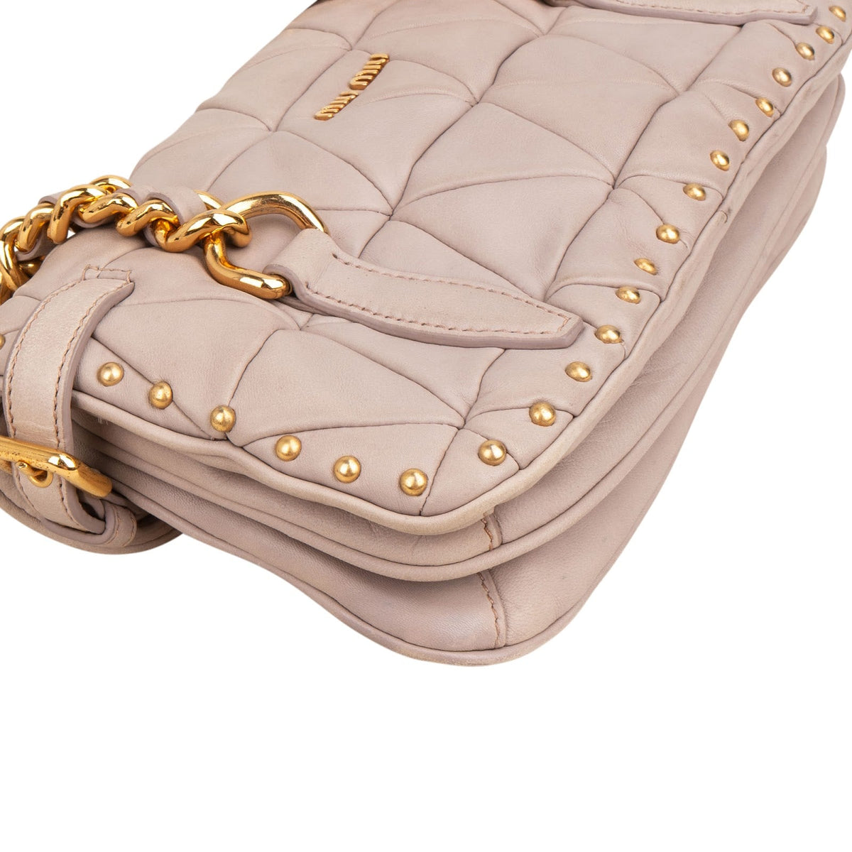 Miu Miu gewatteerde Nappa lederen met studs Turnlock schoudertas