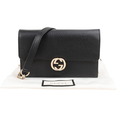 Sac bandoulière Gucci à chaîne en cuir grainé avec logo GG entrelacé