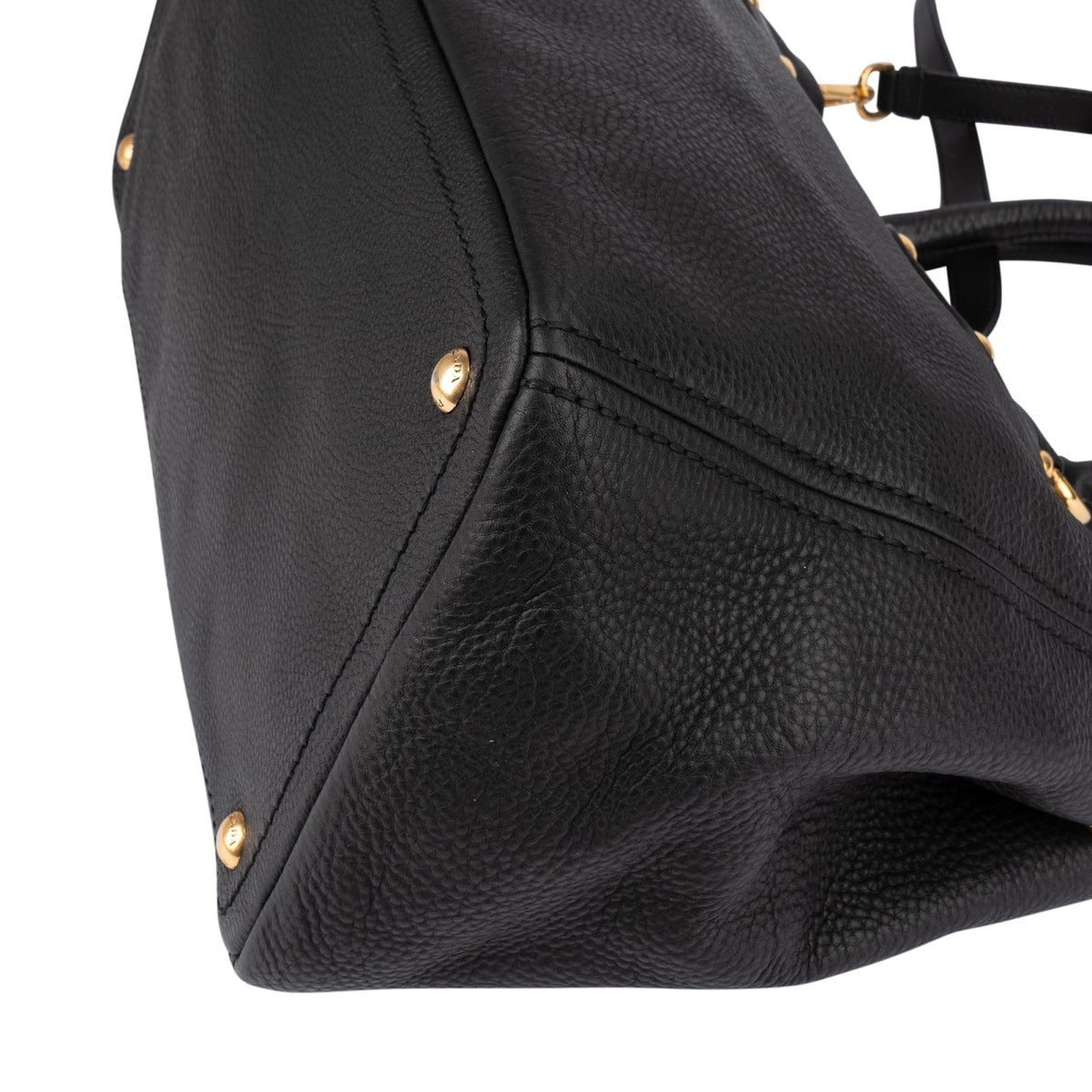 Prada Schwarz Vitello Daino Leder Tote, Bild 7 von 12