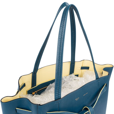 Céline Blue Leather Cabas Phantom Drawstring Tassel Shoulder Bag