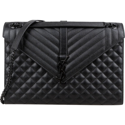 Yves Saint Laurent Large Envelope Crossbody Bag in Matelassé Grain de Poudre Embossed Leather