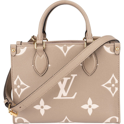 Sac à main OnTheGo PM Louis Vuitton en cuir Monogram Empreinte bicolore