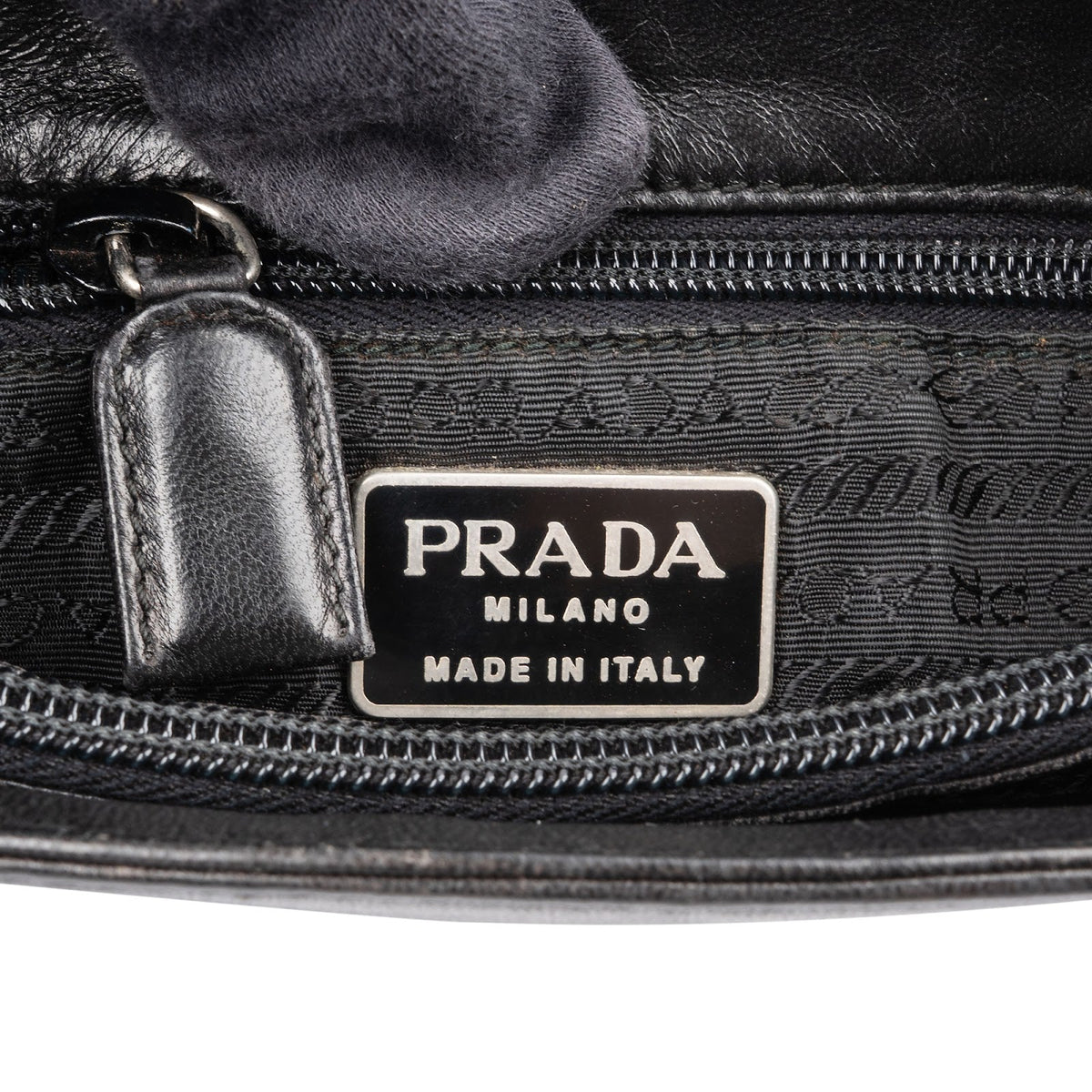 Prada Black Nappa Leather Triangle Tote Handbag