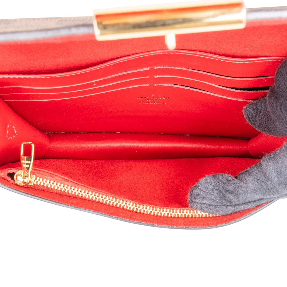 Borsa a tracolla Louis Vuitton Croisette Wallet On Chain in tela Monogram Damier Ebene