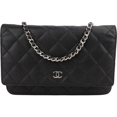 Chanel Quilted Caviar Leather Wallet On Chain Crossbody Bag