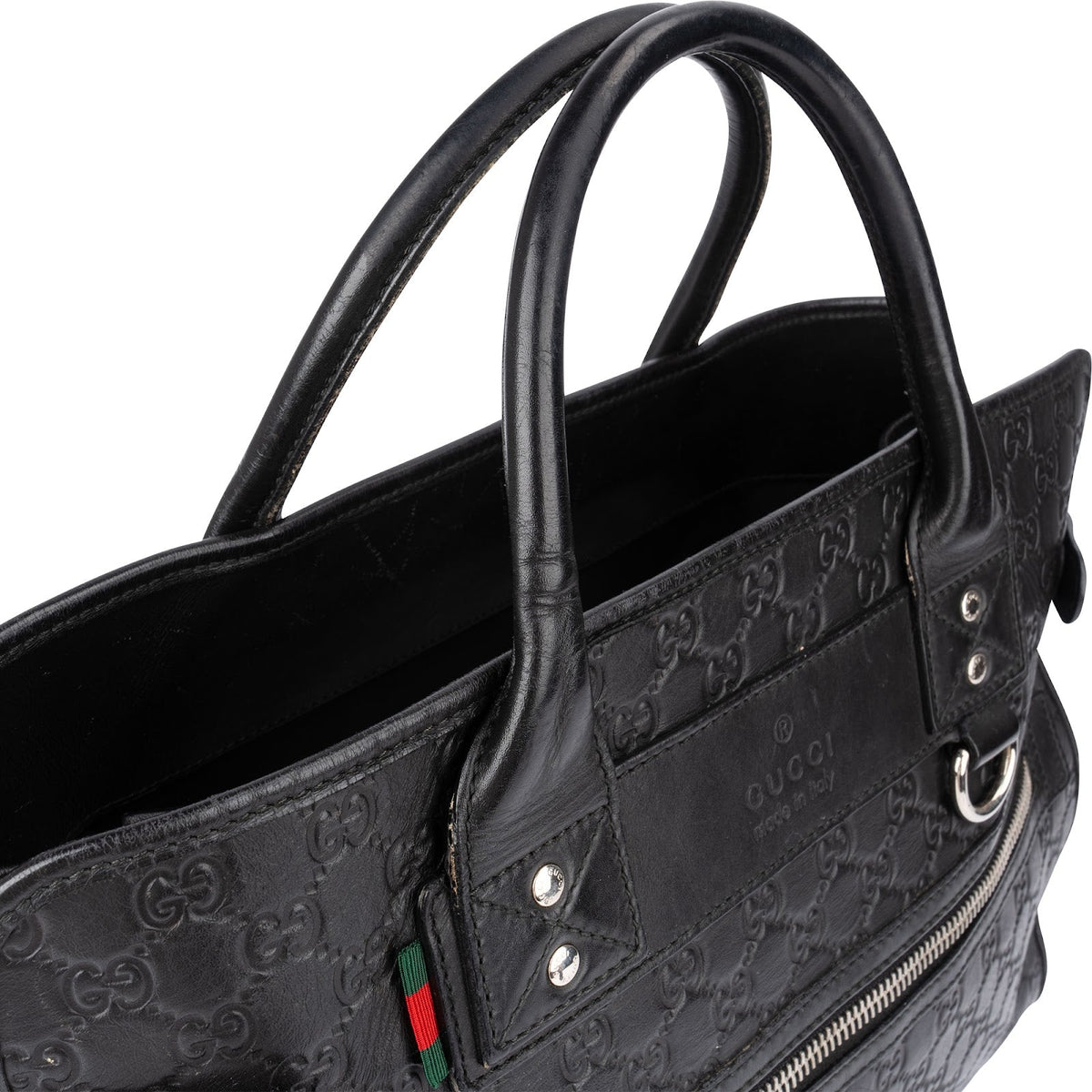 Gucci Guccissima lederen Web Detail Briefcase handtas