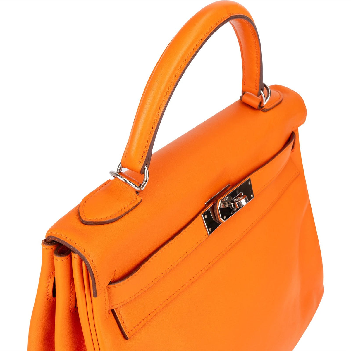 Borsa Kelly 32 Hermès in pelle Swift color arancio