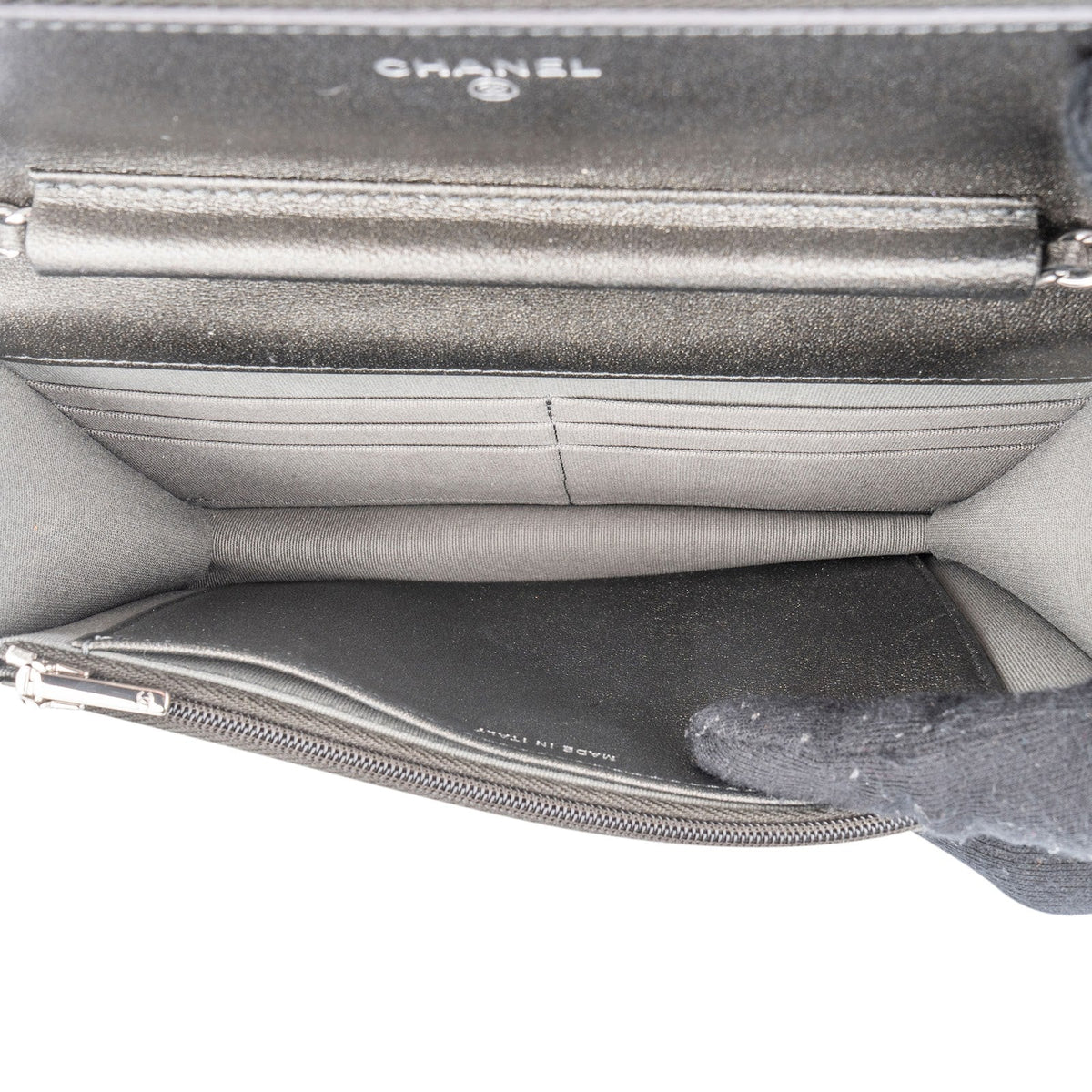Chanel Metallic Lammleder Wallet on Chain Umhängetasche, Bild 12 von 14