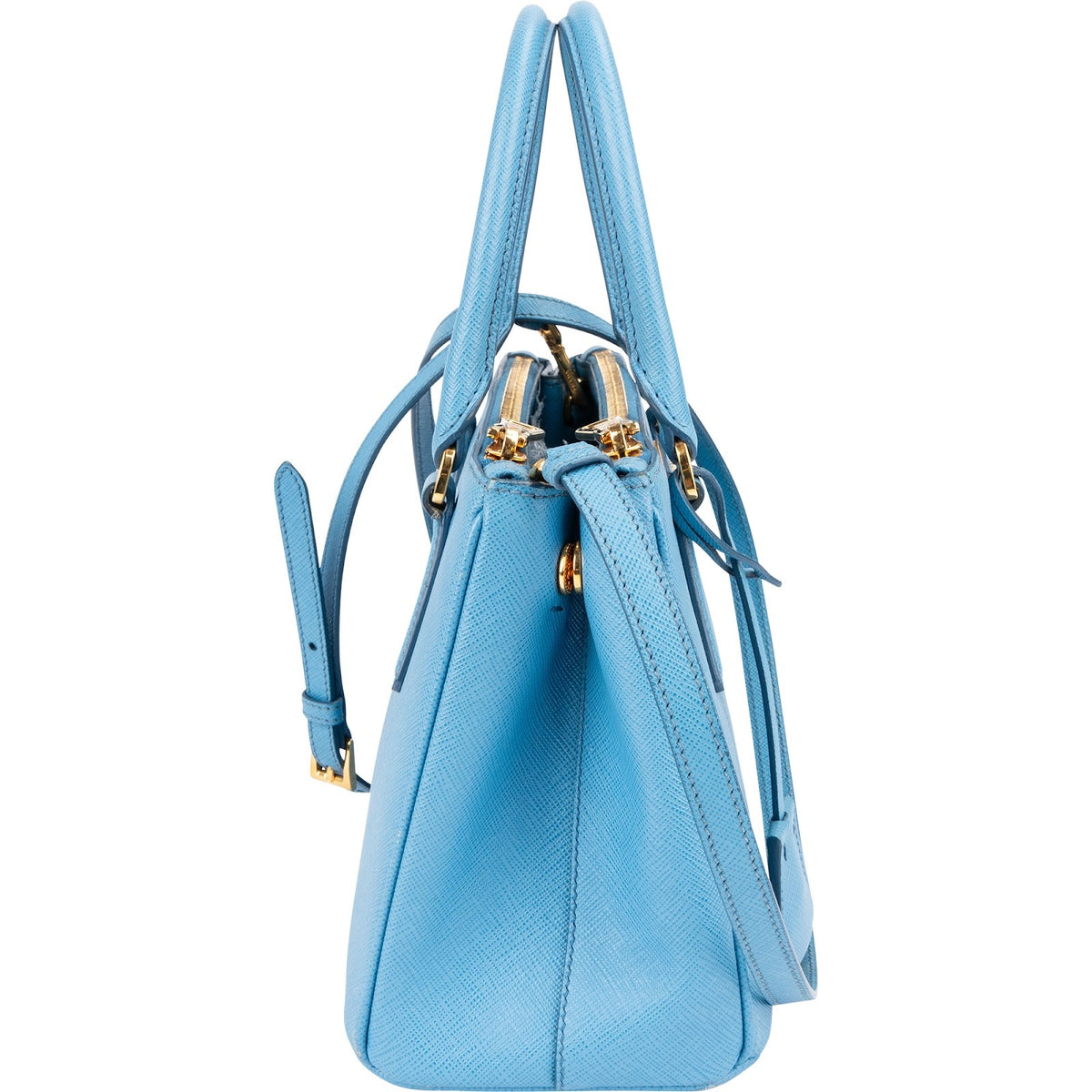 Prada Hellblau Saffiano Leder Galleria Small Handtasche, Bild 4 von 13