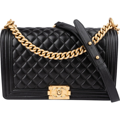 Chanel Quilted Lambskin Single Flap Boy Crossbody Bag