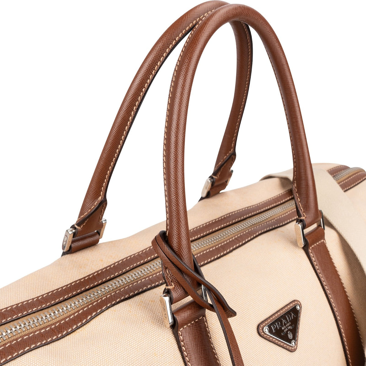 Sac de voyage Prada 50 en toile et cuir Saffiano