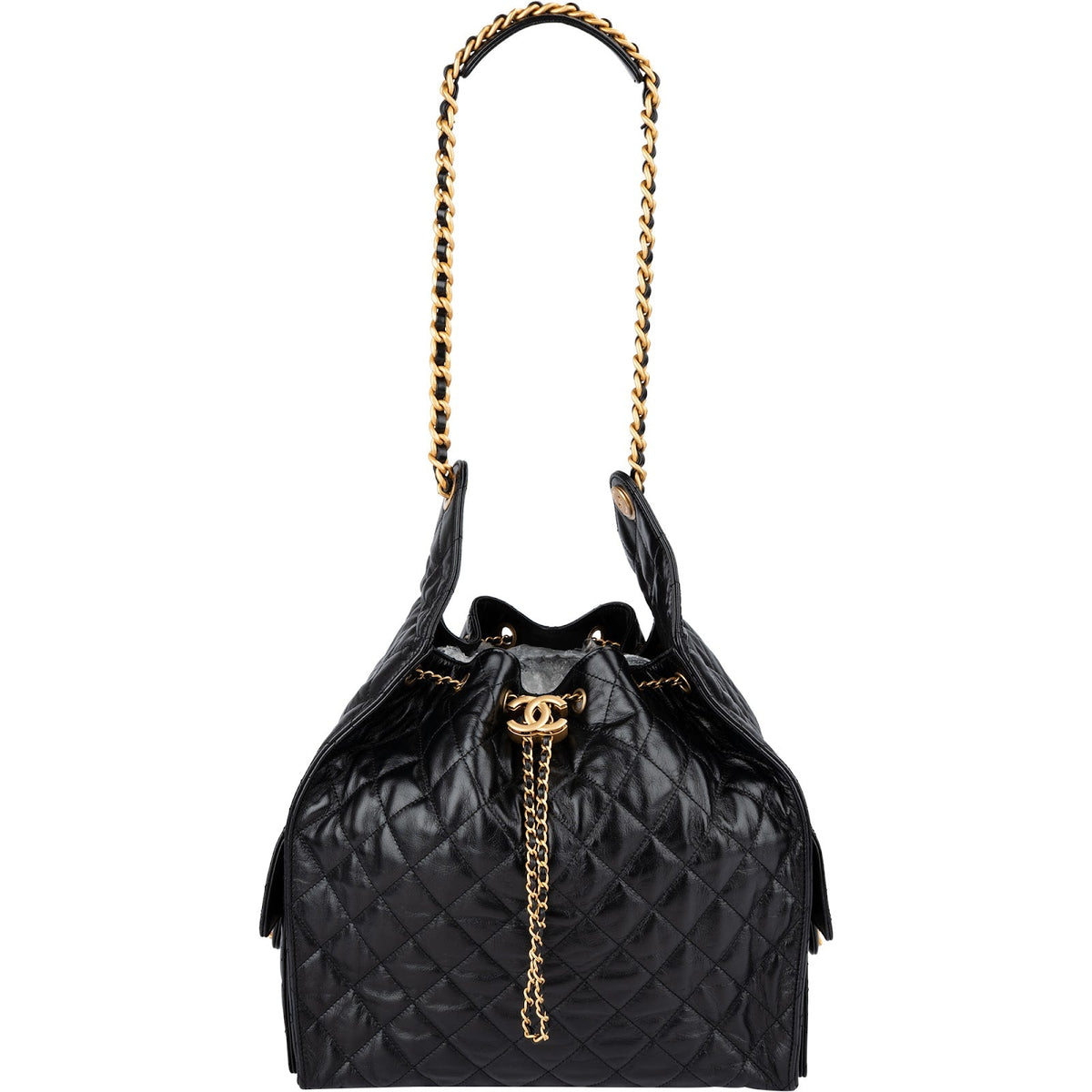 Chanel 25 Medium gewatteerde lamsleren bucket-schoudertas met trekkoord