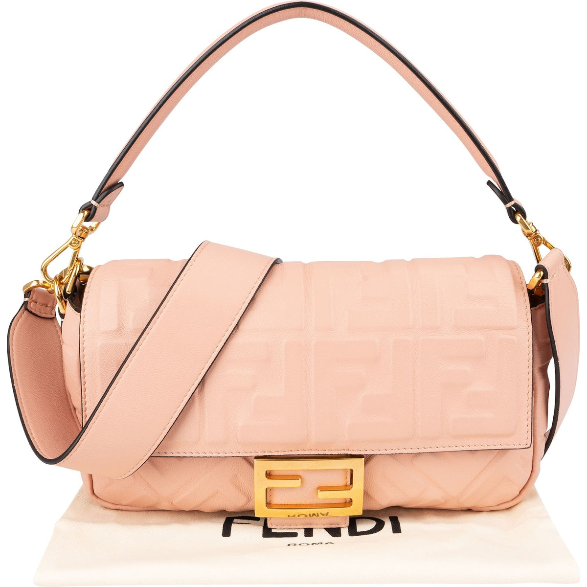 Fendi Embossed Monogram FF Leder Baguette Umhängetasche, Bild 2 von 13